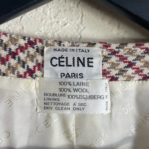 Vintage Celine Vest Wool Houndstooth Top Size 46 - Picture 1 of 8